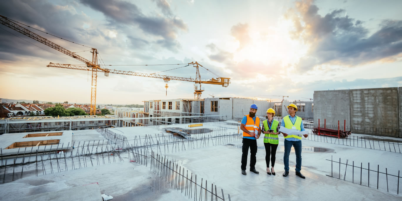 Construction workers at worksite